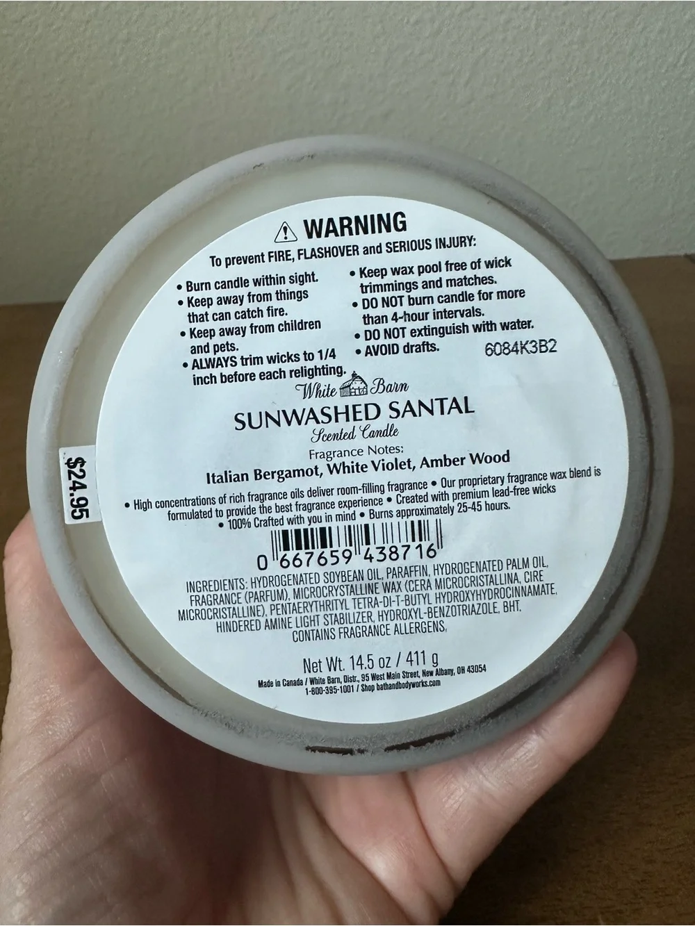 NEW bath and body works SUNWASHED SANTAL 3 wick Candle NEW